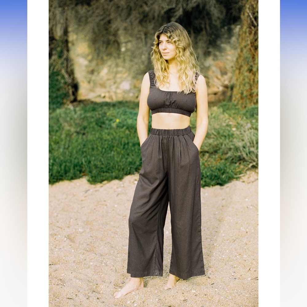 SOLD! OZMA Crop Wide Leg, Regen Silk Noil - sold out color